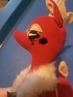 Vintage MCM Velvet Stuffed Christmas Reindeer Holiday Fur Red White READ — photo 4