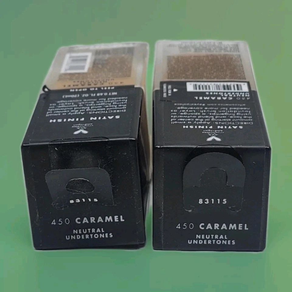 E.L.F ELF Flawless Satin Foundation 83115 450 Caramel .68oz Ea 2pcs Sealed! - Image 2 of 2