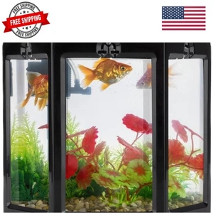 Betta Aquarium Starter Kits, Small Aquarium Fish No Clean Corners Crystal-Cle...