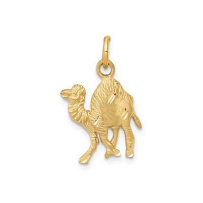 14k Yellow Gold Camel Pendant Charm Textured Animal Symbol Nomadic Desert Jewelr