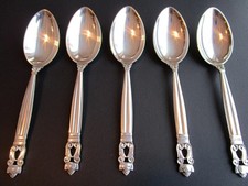 1(ONE) GEORG JENSEN ACORN STERLING SILVER FLATWARE OVAL SOUP SPOON-6 3/4"MINT