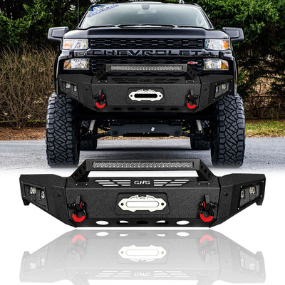 Vijay Steel Front Bumper W/Winch Plate&Lights For 2019-2021 Chevy Silverado 1500