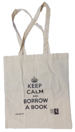 KEEP CALM AND BORROW A BOOK COTTON TOTE GROCERY SHOPPING SOFT BAG KENT COUNTY