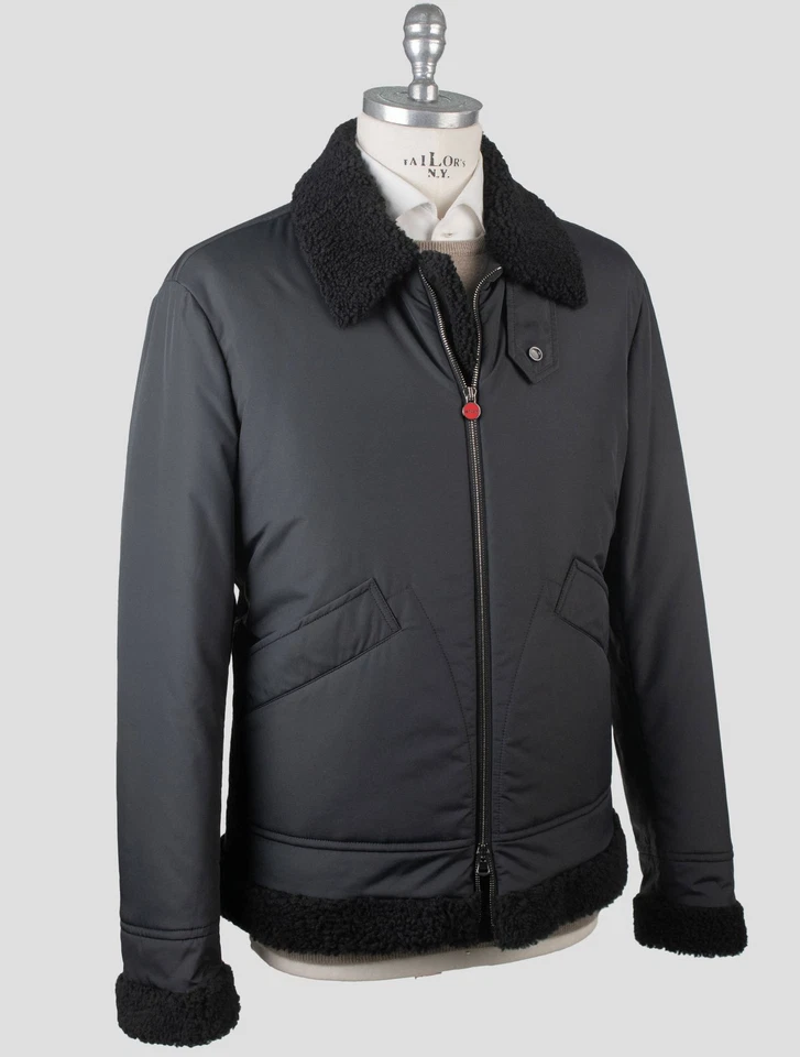 NEW KITON BLACK PA VIRGIN WOOL SILK SHEEPSKIN FUR COAT US 42 - EU 52 US1056 - Image 2 of 4