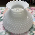 Vintage White Hobnail Milk Glass Lamp Shade Fluted Large 10" Fitter Hurricane