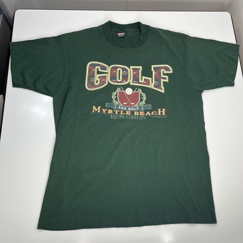 VINTAGE Myrtle Beach Golf Classic Graphic Tee Shirt Green Size Large