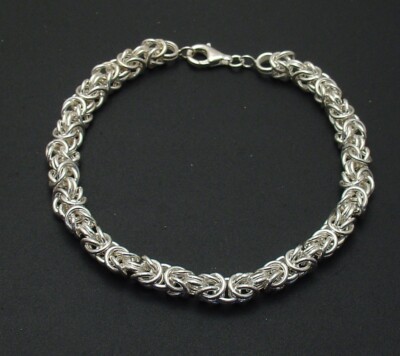 8,25'' rundes byzantinisches geflochtenes Armband Karabinerverschluss echt 925 Sterlingsilber