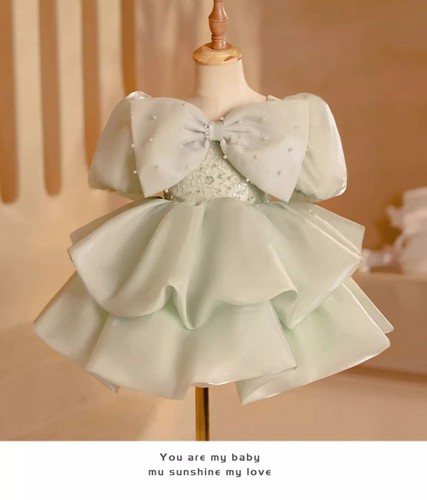 Girl Elegant Ball Gown Tutu Dress Party Clothes Green Gown Kids Children Costume - Picture 9 of 13