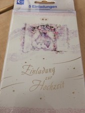 Karten Neu Hochzeit 5 Einladungen mit Umschlägen Neu Ovp Lila Taube Rosa Weis