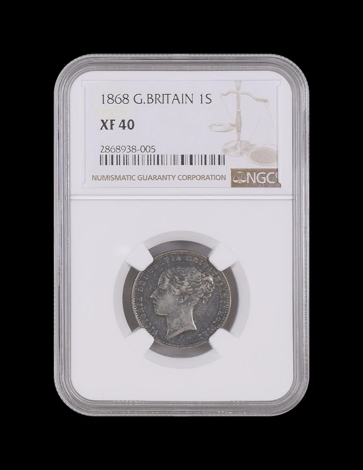 GREAT BRITAIN. 1868, Shilling, Silver - NGC XF40 - Die Number 39 - Darker Toned - Image 2 of 4