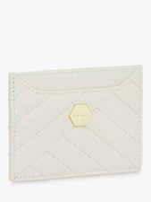 Image of Ted Baker Leather Selbara Card Holder - Quilt Finish - Ivory Colour - BRAND NEW