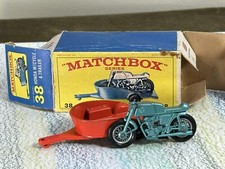 Matchbox Lesney # 38c Honda Motorcycle and Trailer NMint good box orange/Metblue