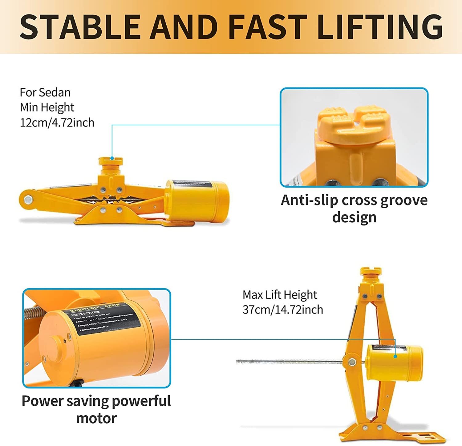 Electric Car Jack 2 Ton 12V Electric Scissor with Storage Box for Car