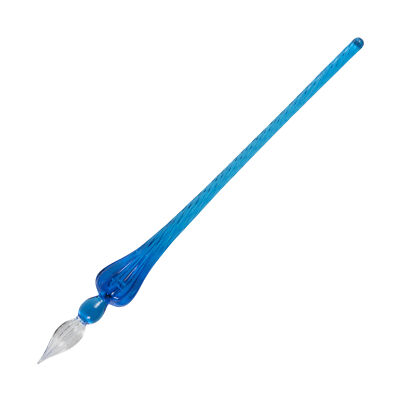 J. Herbin Glass Dip Pen in Navy Blue Tapered Spiral Handle with Frosted Glass