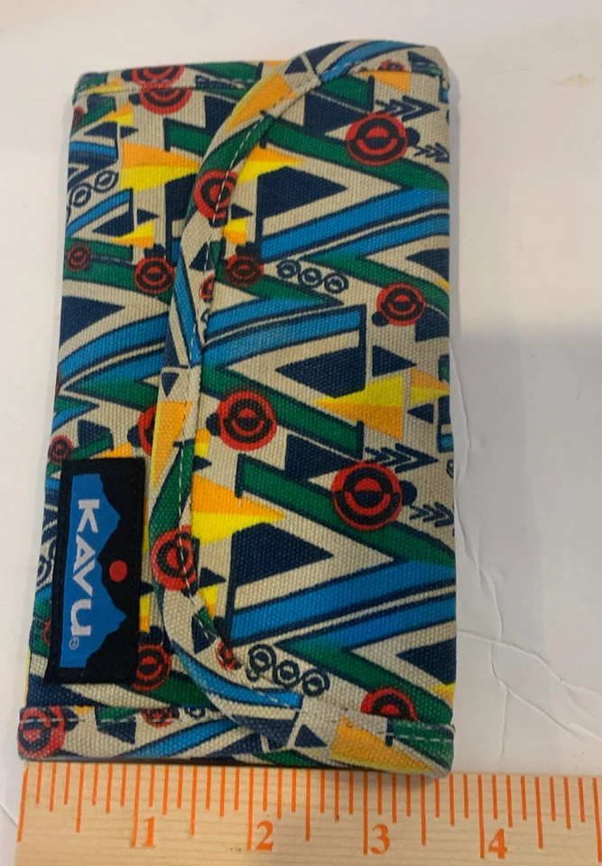 Cartera plegable triple gastadora grande Kavu Grimholda rara colores brillantes usada en excelente estado Foto 4 de 4
