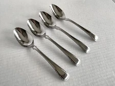 4pc Lenox WILLIAMSBURG FEATHER EDGE 18/8 Stainless Oval Soup /Place Spoons 7"