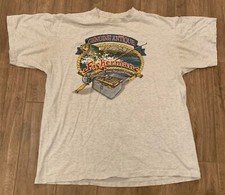 Vintage Fishing Antique Gray T-shirt Humor Mens Single Stitch USA Made Sz XL GUC