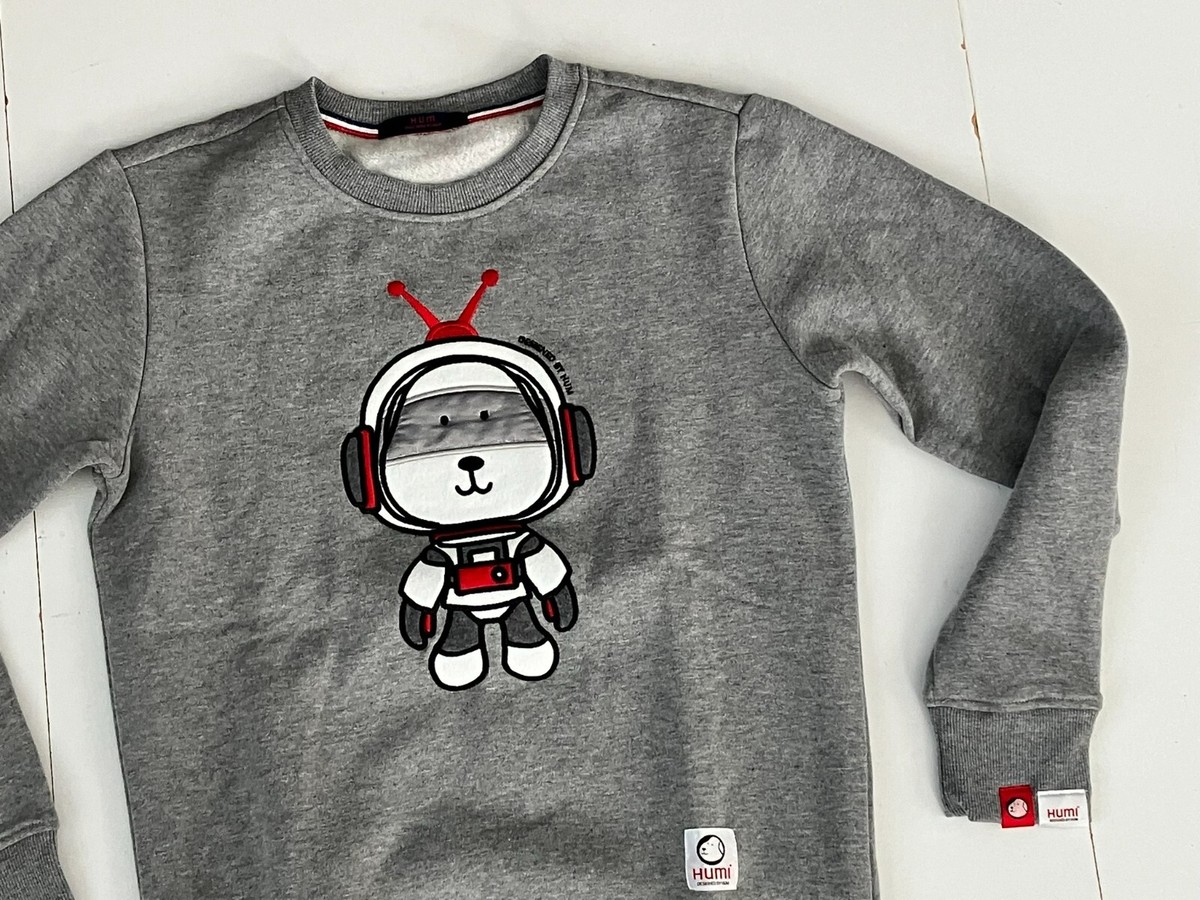 HUMAN UNITED MOVEMENT HUM Gray CREWNECK SWEATSHIRT Dog-Astronaut 
