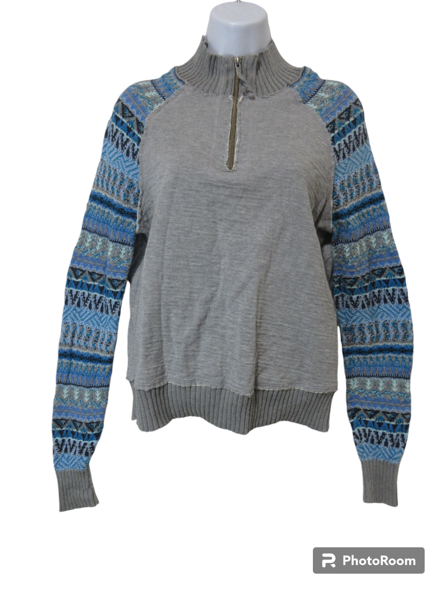 Sz XS Sundance KNIT NORDIC SLEEVE Knit Sweater 1/4 Zip Pullover
