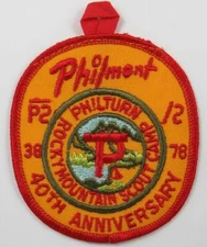 1938-1978 40th Anniv. Philmont Rocky Mt. Scout Camp Philturn Patch RED Bdr. [C-2