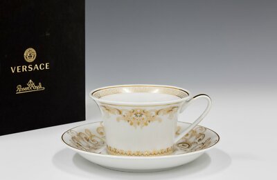 VERSACE BY ROSENTHAL, GERMANY  ''MEDUSA GALA'' TEA CUP & SAUCER. STUNNING!