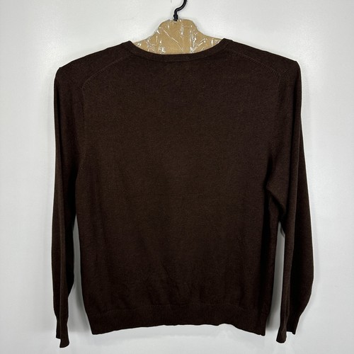 Lands End Sweater Mens XL 46-48 Brown Jumper V-Neck Knit Pullover Regular Fit - Picture 4 of 10