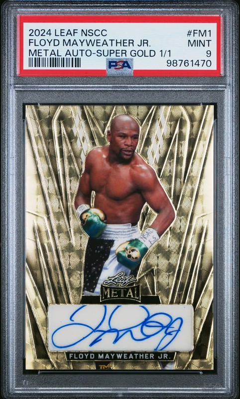 2024 Leaf Metal National NSCC Floyd Mayweather Jr. Super Gold Auto 1/1 PSA 9