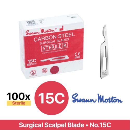 Swann Morton 15C x 100 chirurgicznych sterylnych ostrzy - Zdjęcie 1 z 2