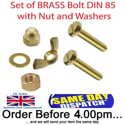 UNIVERSAL HARDWARE BRASS SLOTTED PAN HEAD BOLT Set Machine Bolt Nut and Washers M3 M4 M5 M6