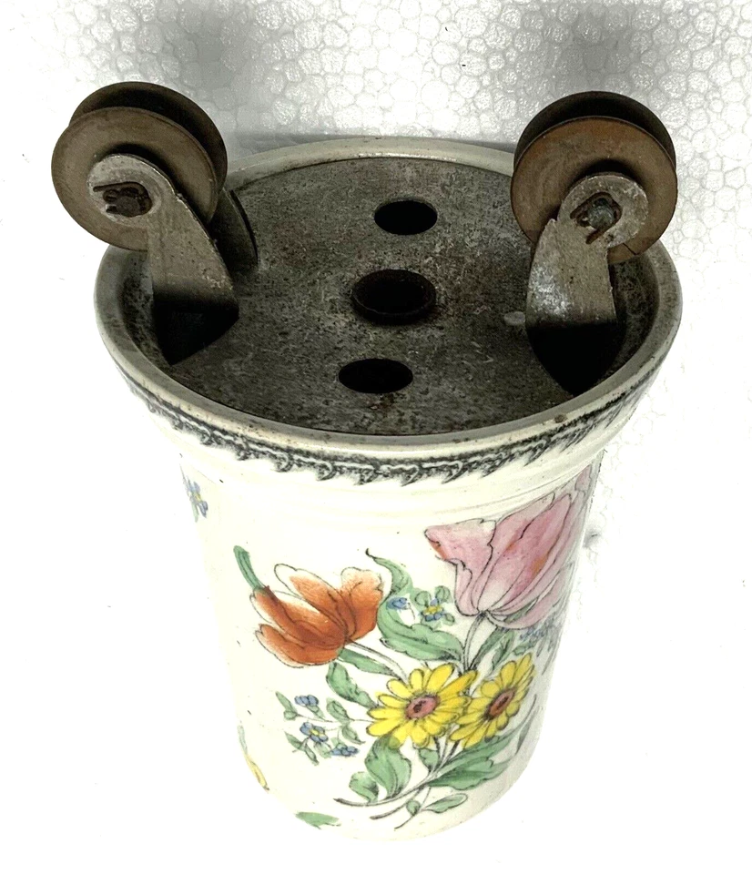 Ancien CONTREPOIDS en porcelaine fleurie pour lustre " monte et baisse " XIXème - Photo 2/4