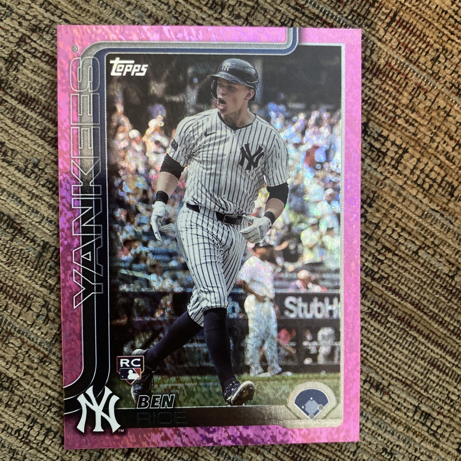 2025 Topps Series 1 Ben Rice Pink Holo Foil #337 New York Yankees RC Rookie