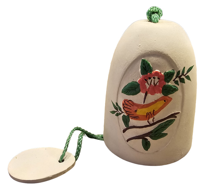 Hand Painted Bird and Flowers Ceramic Windchime