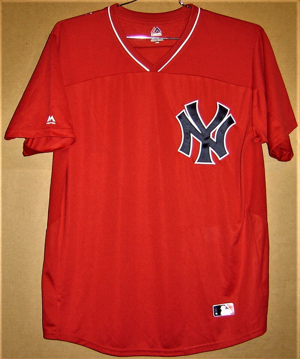 NEW YORK YANKEES No #s RED MAJESTIC SIZE LARGE Jersey w/Cap | eBay