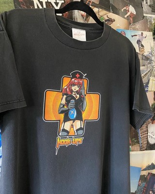 Vintage HOOK UPS Shirt Nurse Girl Needle 90s Skate Tee Anime RARE 