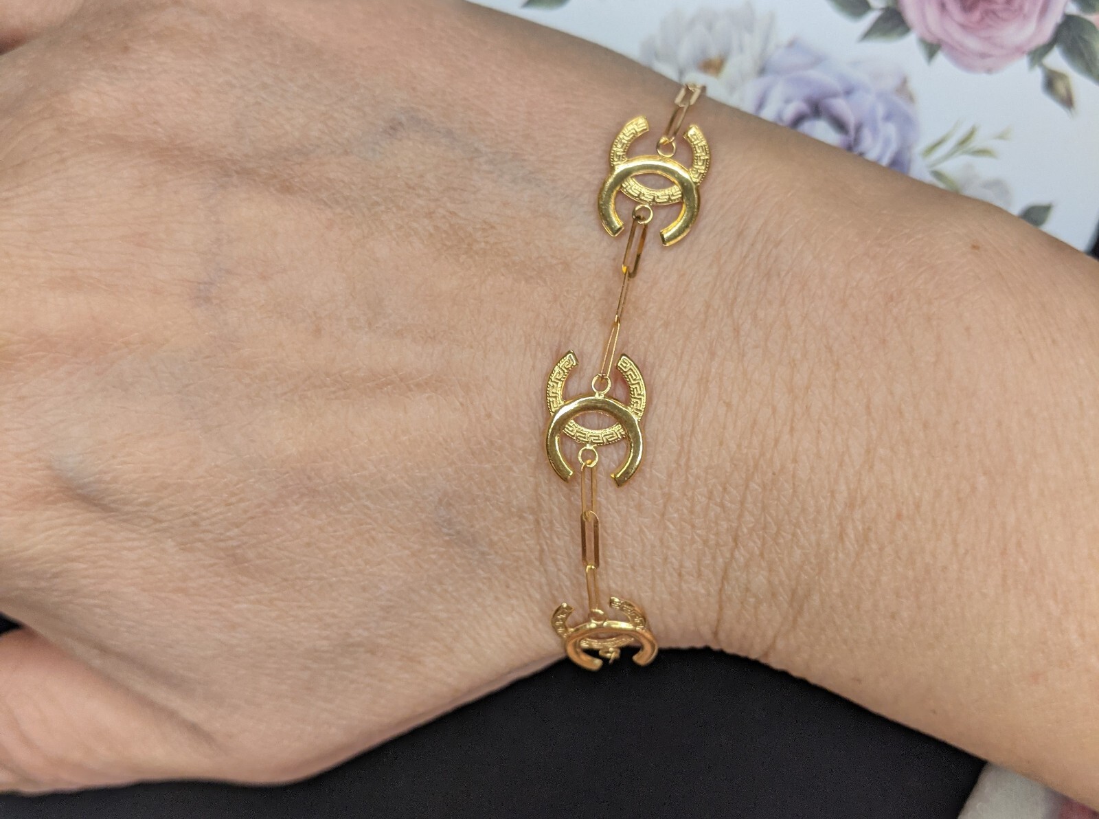 Solid 18ct Gold Paper Clip Bracelet eBay