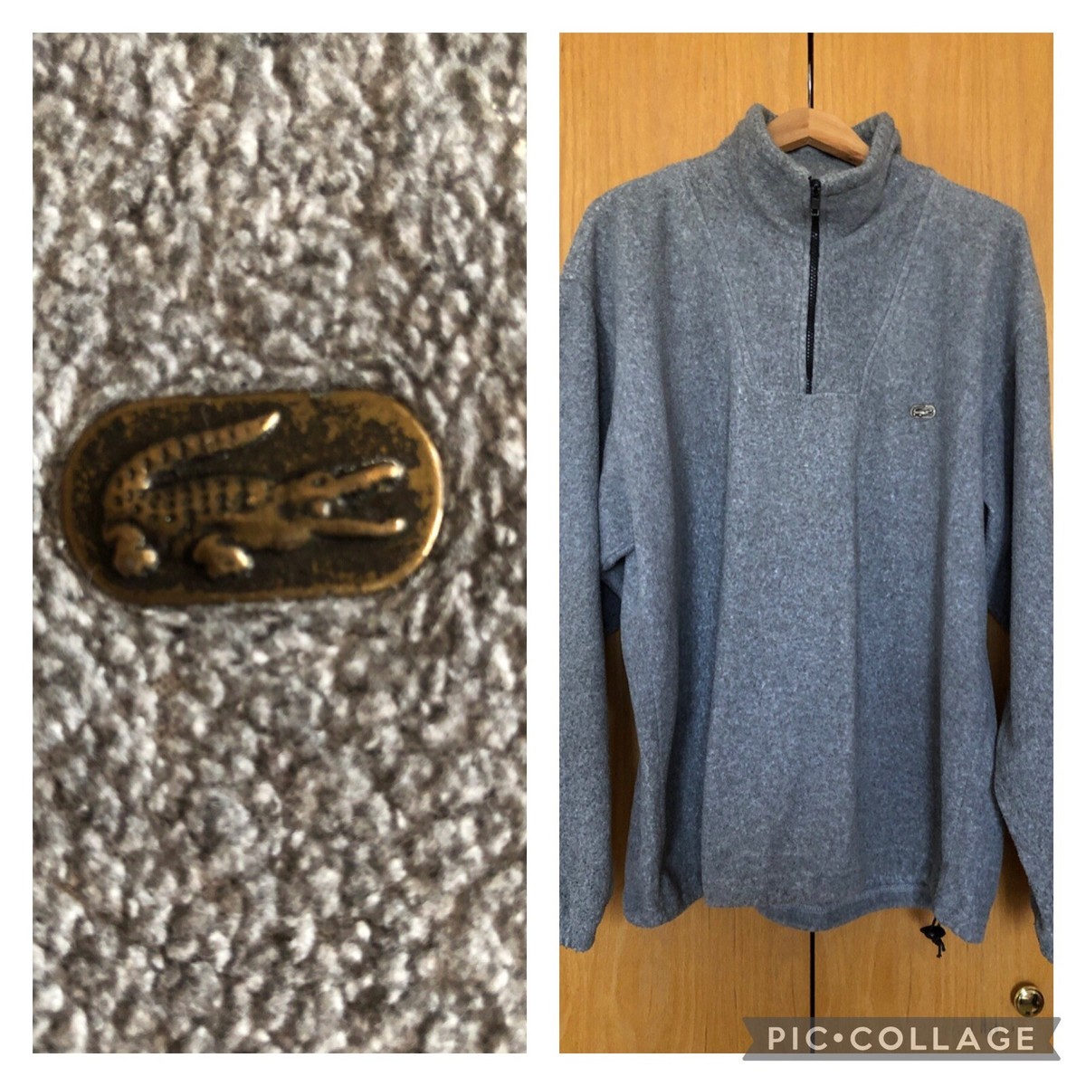 Vintage 90-s LACOSTE gray 1/4 zip mock neck fleece metal Vintage 90-s LACOSTE gray 1/4 zip mock neck fleece metal