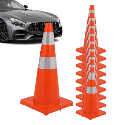  Orange Safety Cones Reflective Traffic Parking Sports Indoor Outdoor Night Set