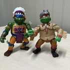 2 Vintage 1992 TMNT Wacky Wild West Turtles Sewer Raph & Chief Leo Figures