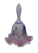 Fenton Burmese Glass Bell With Butterfly Limited Edition Signed Vicki Anderson