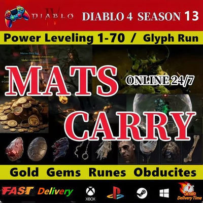 #ad Diablo 4 Season 13🔥POWER LEVEL 1 70 ✨GOLD Pit Runs Glyph MATS🔥Virtual Item $15.99