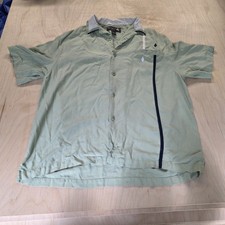 Vintage Nat Nast Silk Button Down Shirt Mens Large Green 80s 90s Bowling
