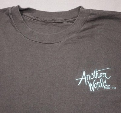 Vintage Another World Shirt Mens XL Black Embroidered TV Soap Logo 1987 80s