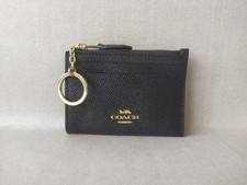 Coach Mini Skinny ID zip Card Case in cross grain Leather FREE Shipping T / 9171