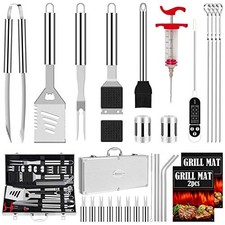 29pcs BBQ Grill Tool Set for Men Dad, Heavy Duty Stainless Steel