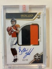 Drew Lock Patch Autograph Rookie Limited On Card Auto /99 Broncos . rookie card picture