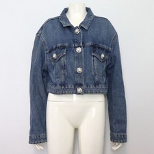 Miu Miu GWB147 22 Season Back Logo Crystal Pearl Denim Women's Jacket 152898238