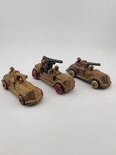 Rare Set Of 3 Antique 1930's Barclay Manoil Armored Cars  Anti-Tank Gun Cars.