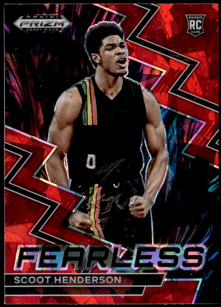 2023 Panini Prizm Draft Picks #3 Scoot Henderson Fearless Red Ice Rookie E1
