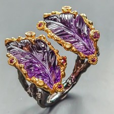AAA jewelry Design Natural Amethyst Ring 925 Sterling Silver Size 8 /R444232