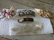 VTG HAIR CLIP LOT 5 LG BARRETTES METAL FRANCE CONAIR ETC